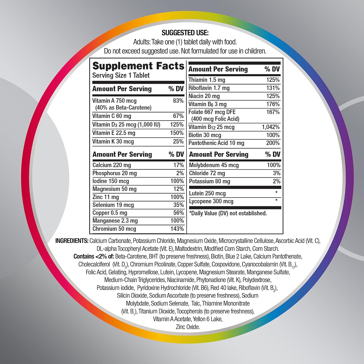 Centrum Silver Multivitamin for Adults 50 Plus - 125 Ct - Vitamin D3, B-Vitamins - Gluten Free, Non-GMO - Memory and Cognition Support