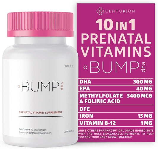 Centurion Labs Premium Prenatal Vitamins with DHA, EPA, Folate, and Vitamin B12 - All Natural Pregnancy Supplement for Fetal Development and Support - 30 Softgels