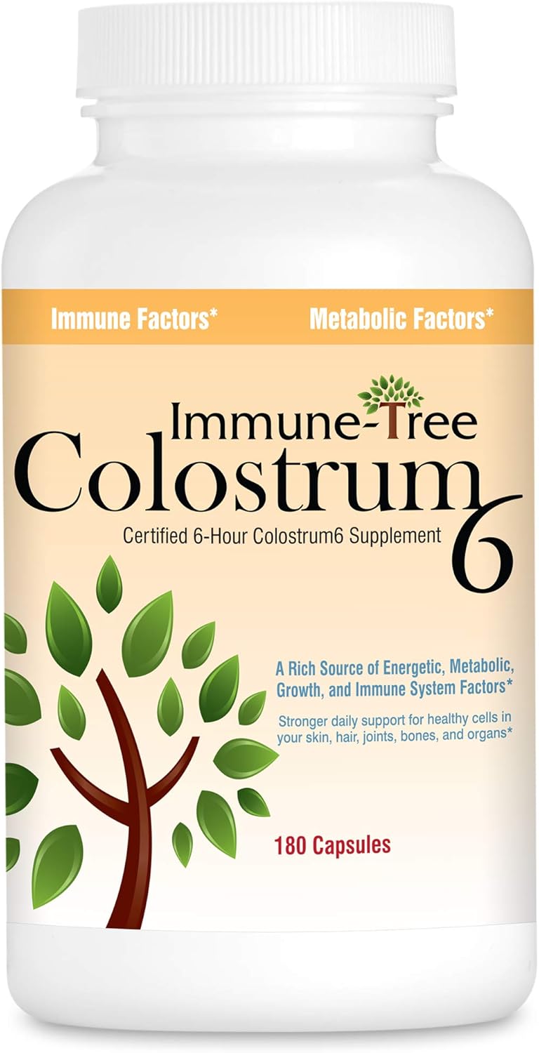 Certified 6-Hour Colostrum Capsules - Immune-Tree Colostrum6, 180 Count, 500mg