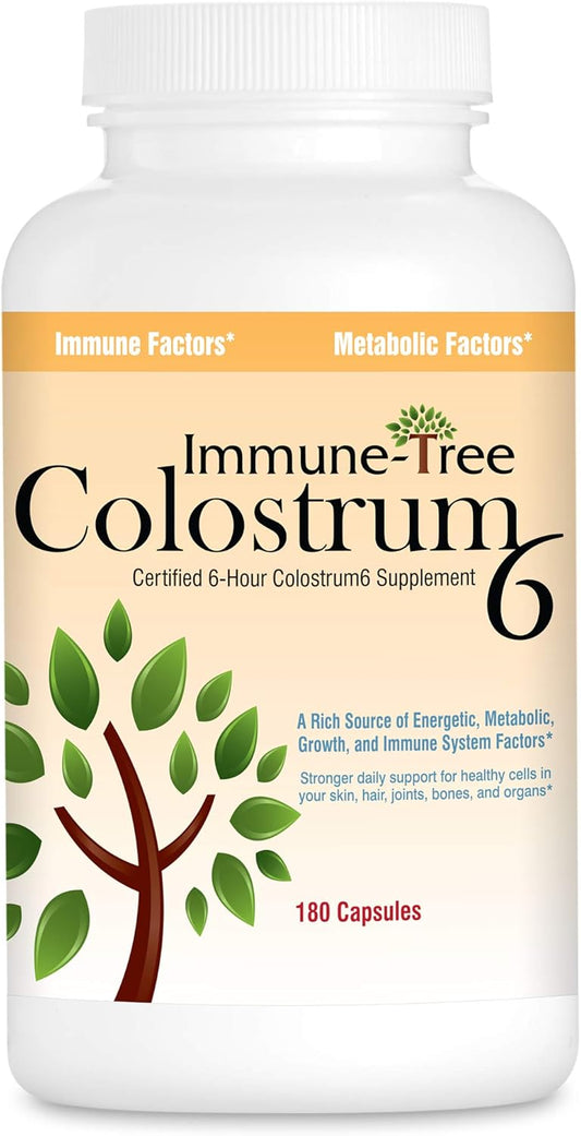 Certified 6-Hour Colostrum Capsules - Immune-Tree Colostrum6, 180 Count, 500mg