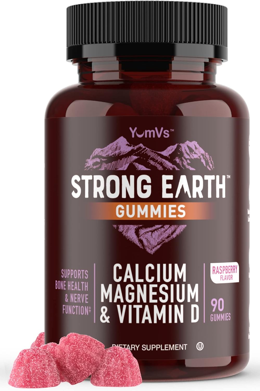 Certified Kosher Calcium, Magnesium, & Vitamin D3 Gummies for Strong Bone Health - 90 Count