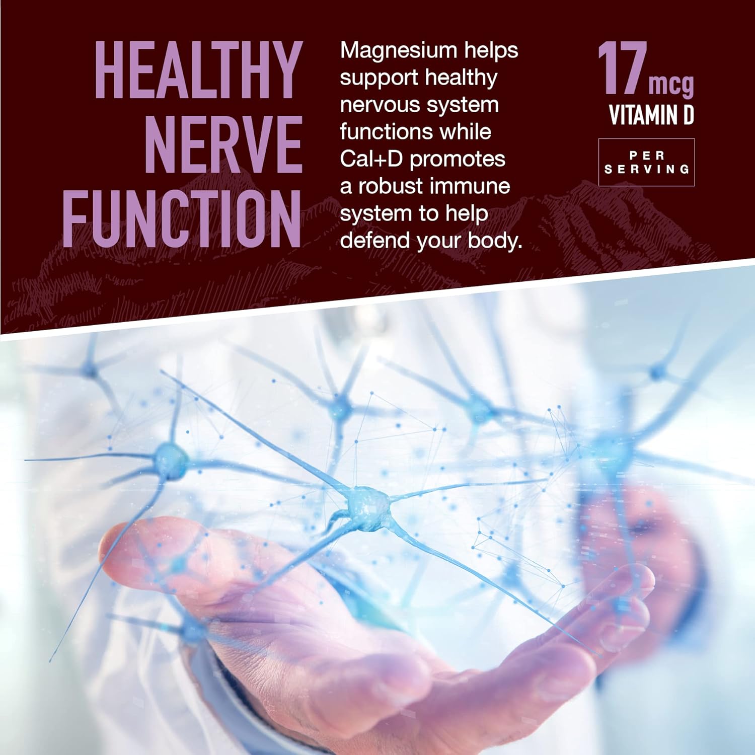 Certified Kosher Calcium, Magnesium, & Vitamin D3 Gummies for Strong Bone Health - 90 Count