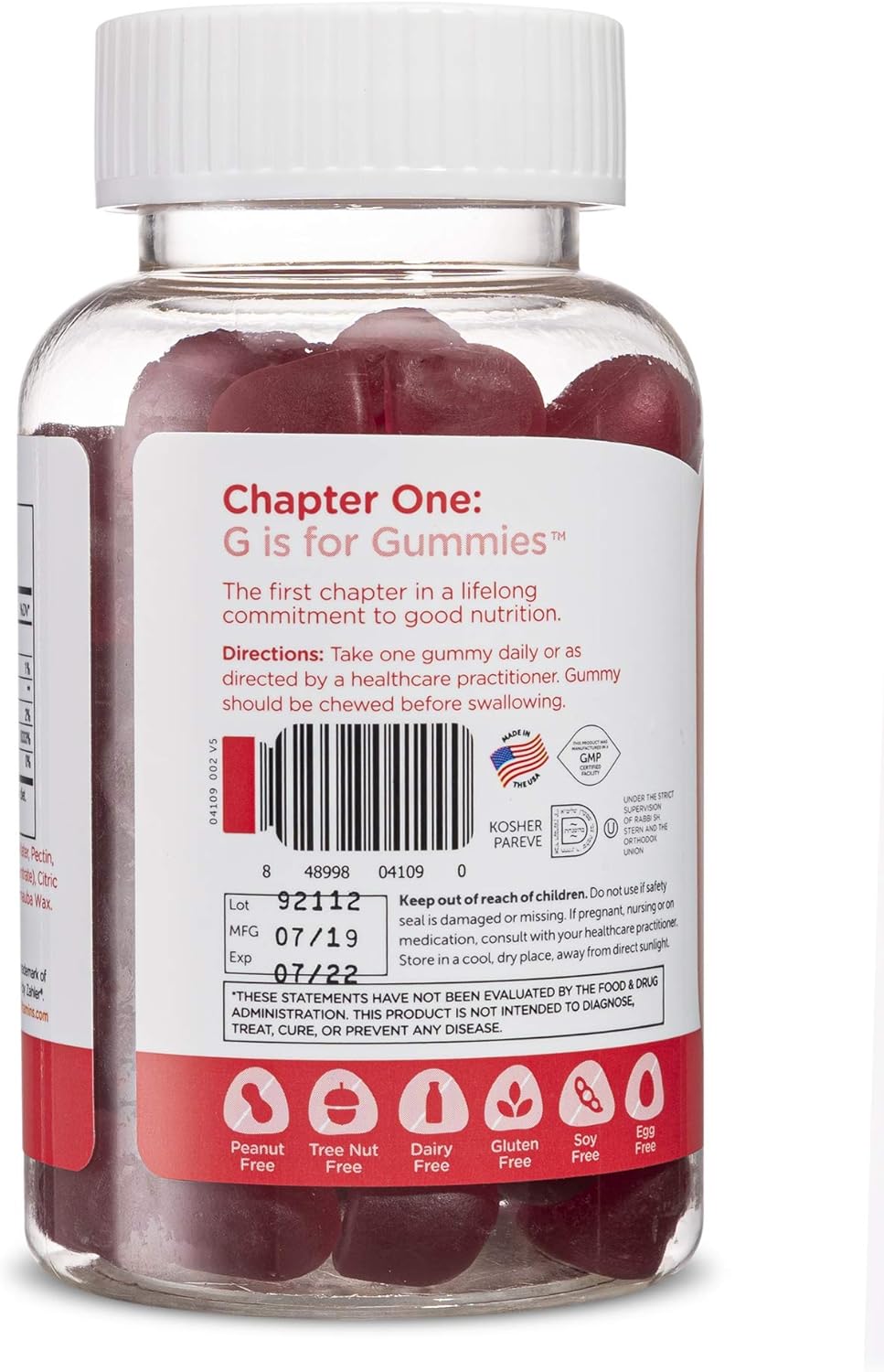 Certified Kosher Zahler Chapter One Biotin Gummies for Strengthening Hair, Skin, and Nails - 60 Flavored Gummies