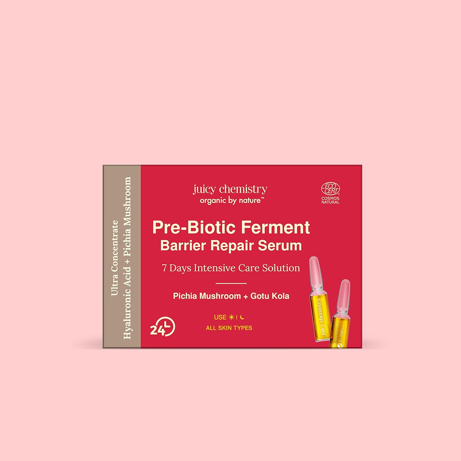 Certified Natural Juicy Chemistry Prebiotic Ferment Face Serum with Gotu Kola and Hyaluronic Acid for Barrier Repair (14ml)