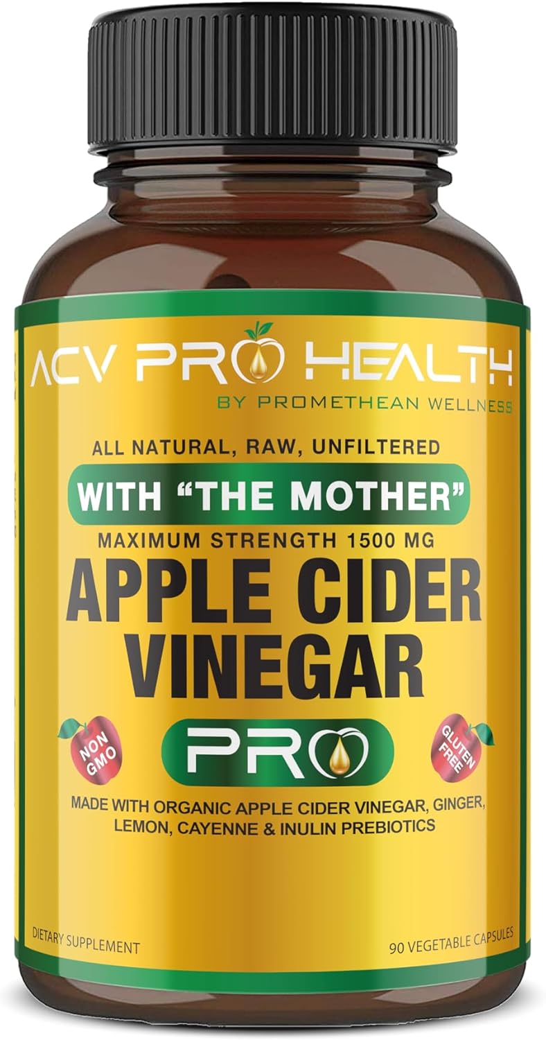 Certified Organic 2-Pack ACV Pro Apple Cider Vinegar Capsules for Detox Cleanse and Acid Reflux Relief - Promethean Wellness Supplement with Ginger and Cayenne Pepper