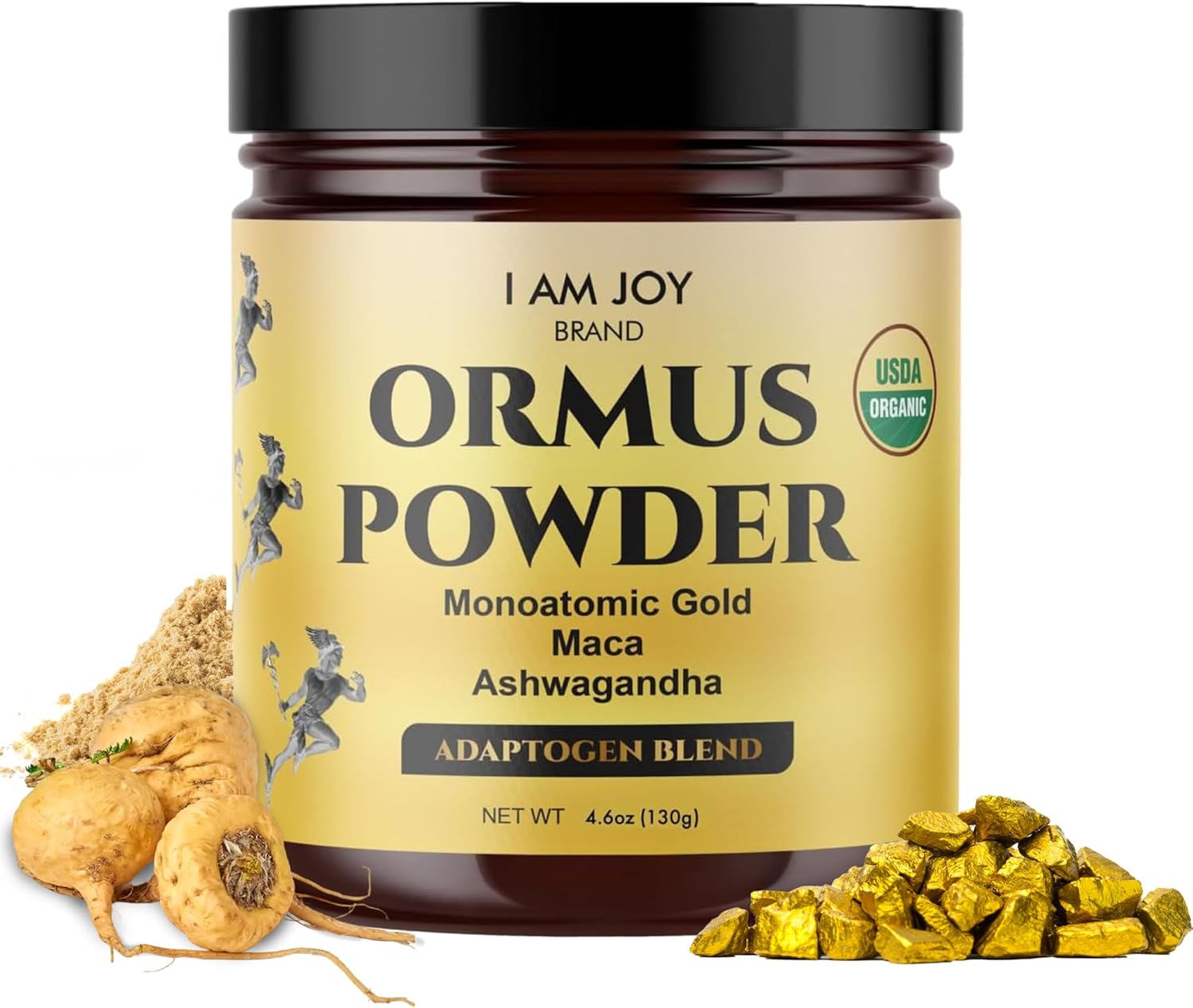 Certified Organic 24k White Gold Ormus Powder with Maca and Ashwagandha - Pineal Gland Detox and Balance - Eco Friendly 8oz Glass Bottle