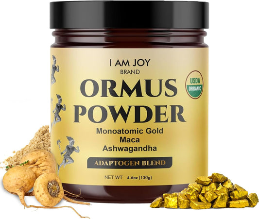 Certified Organic 24k White Gold Ormus Powder with Maca and Ashwagandha - Pineal Gland Detox and Balance - Eco Friendly 8oz Glass Bottle