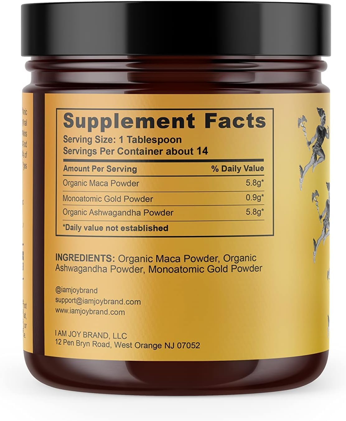 Certified Organic 24k White Gold Ormus Powder with Maca and Ashwagandha - Pineal Gland Detox and Balance - Eco Friendly 8oz Glass Bottle