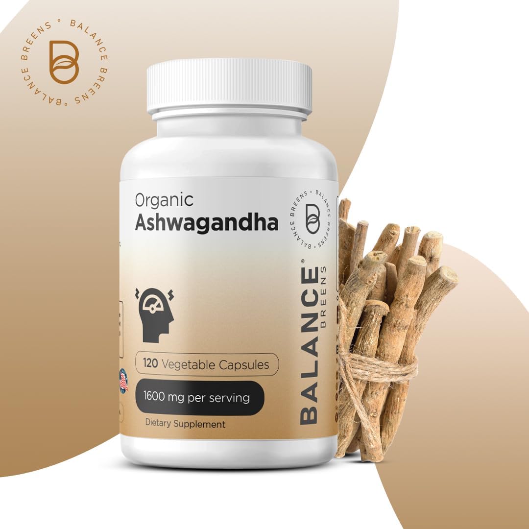 Certified Organic Ashwagandha 1600 mg + Balancebreens Bromelain 500mg Capsules Combo Pack