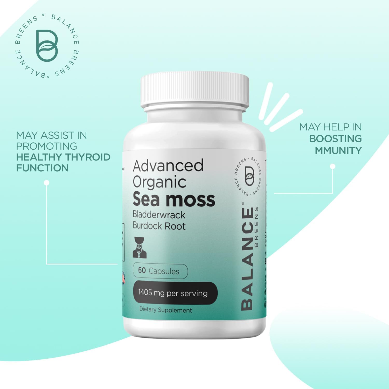 Certified Organic Ashwagandha 1600mg + Advanced Irish Sea Moss Supplement Combo by Balancebreens