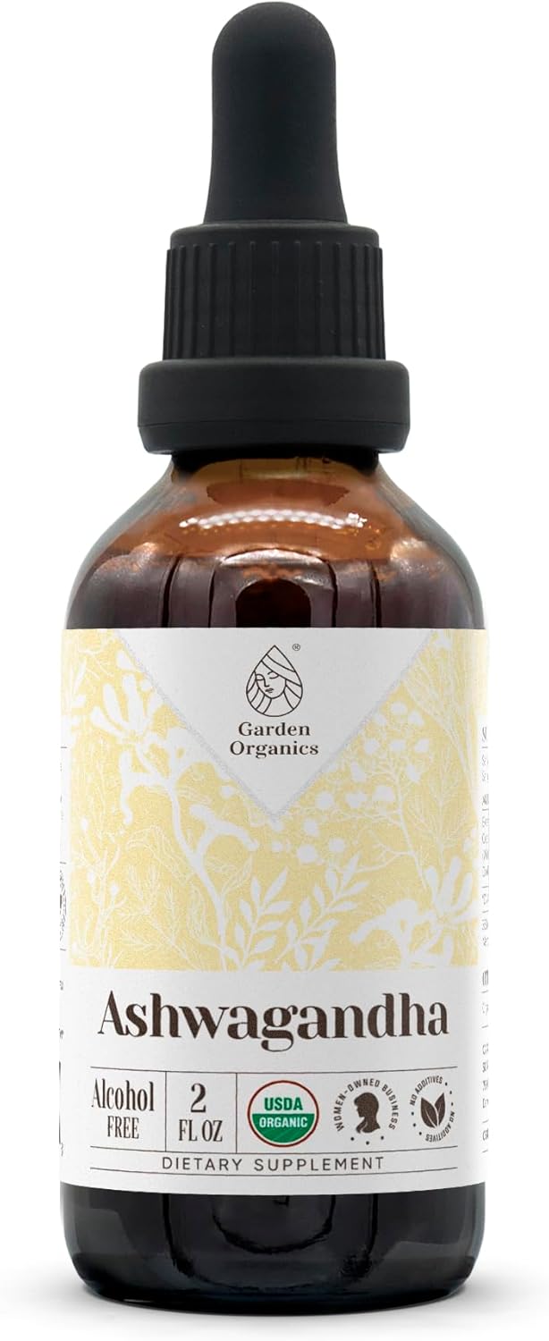 Certified Organic Ashwagandha Tincture - High-Potency Dietary Supplement (2 oz)