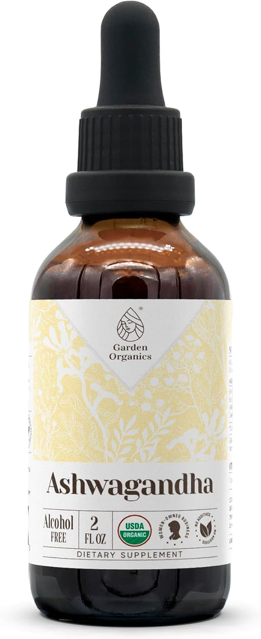 Certified Organic Ashwagandha Tincture - High-Potency Dietary Supplement (2 oz)