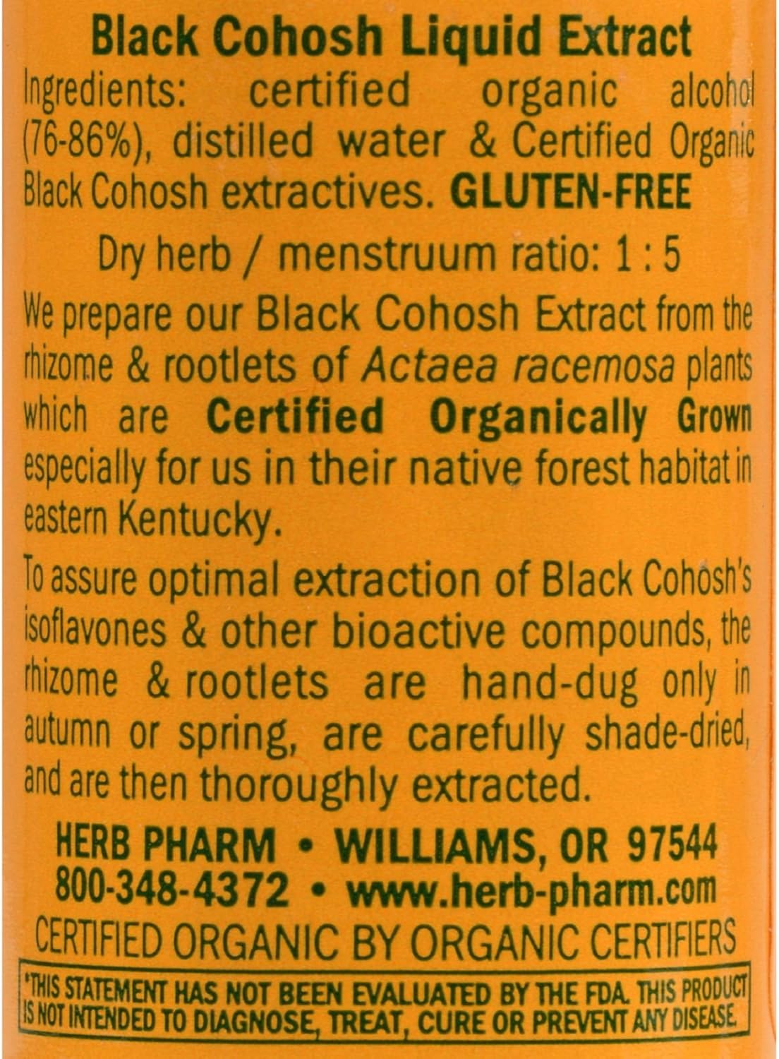 Certified Organic Black Cohosh Liquid Extract for Female Reproductive System Support - 1 Ounce