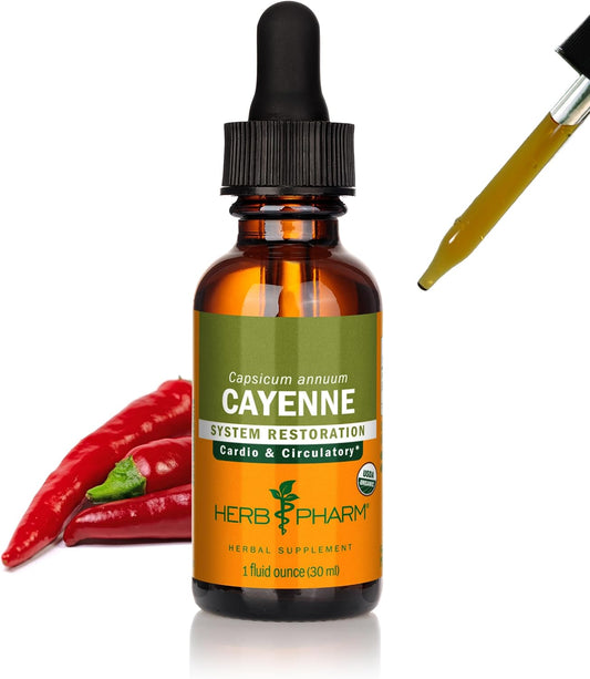 Certified Organic Cayenne Extract for Cardiovascular and Circulatory Support - 1 Ounce by Herb Pharm