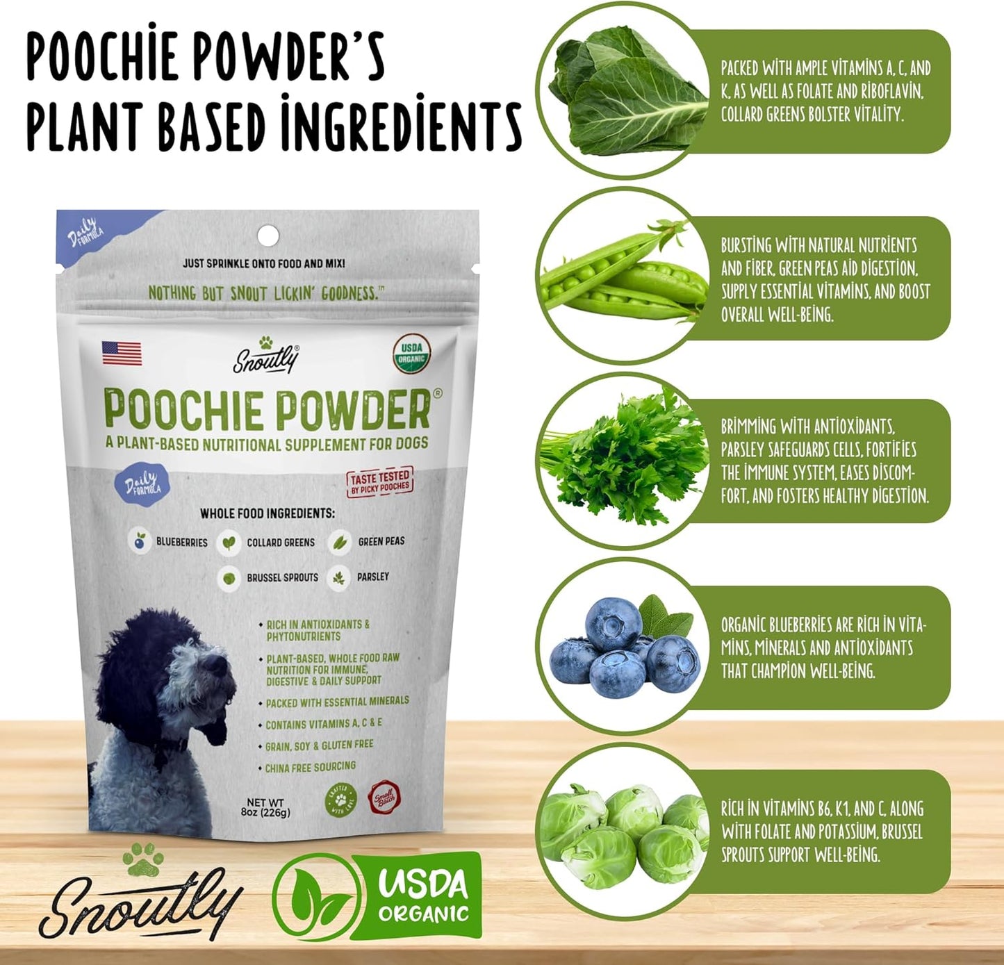Certified Organic Dog Supplement & Multivitamin Powder for All Ages - Supports Nutrition & Digestion, RAW Superfood Formula