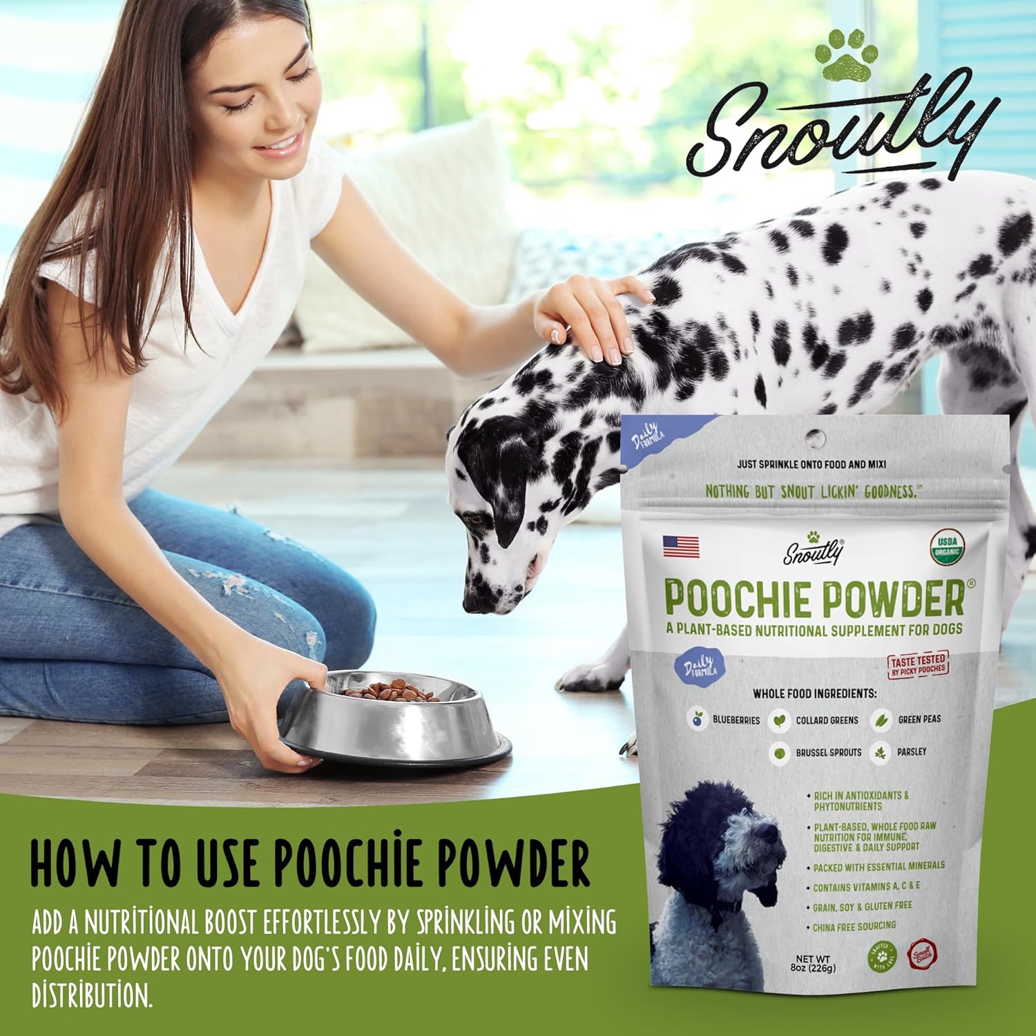 Certified Organic Dog Supplement & Multivitamin Powder for All Ages - Supports Nutrition & Digestion, RAW Superfood Formula