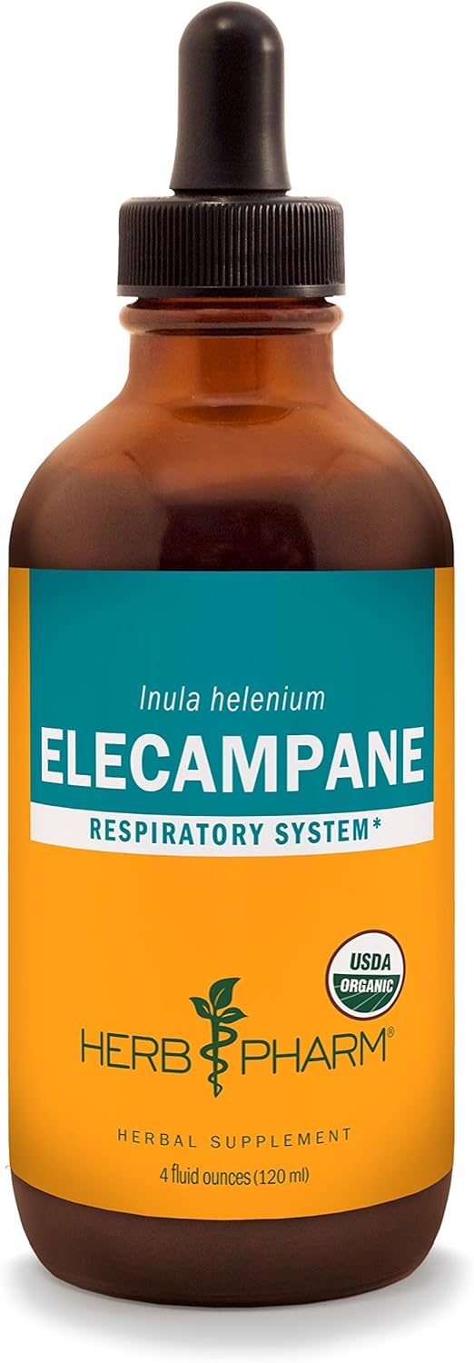 Certified Organic Elecampane Liquid Extract for Respiratory Support - 4 oz Bottle by Herb Pharm