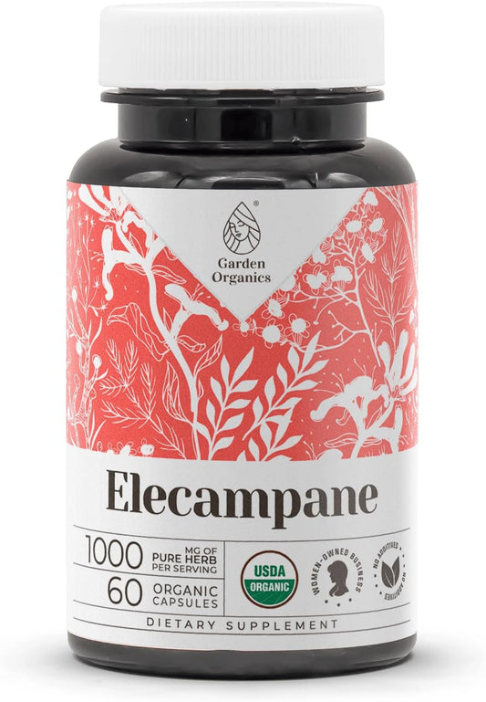Certified Organic Elecampane Root Capsules - High-Potency Natural Supplement - USDA Organic Vegetarian Formula with Dried Inula Helenium Root - 60 Capsules