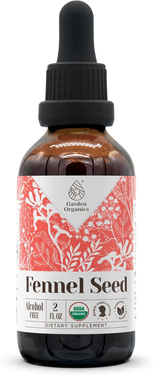 Certified Organic Fennel Seed Extract Tincture - High-Potency Dietary Supplement - Alcohol-Free - 2oz Bottle