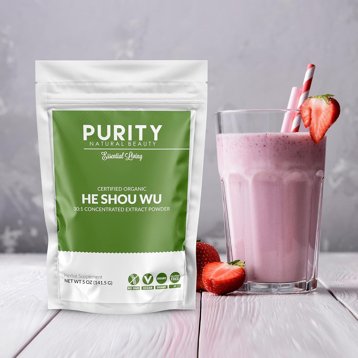 Certified Organic He Shou Wu Extract - Large 10oz Bag - 30:1 Concentrated Foti Extract - Purity Natural Beauty Fo ti He Shou Wu Organic Pack