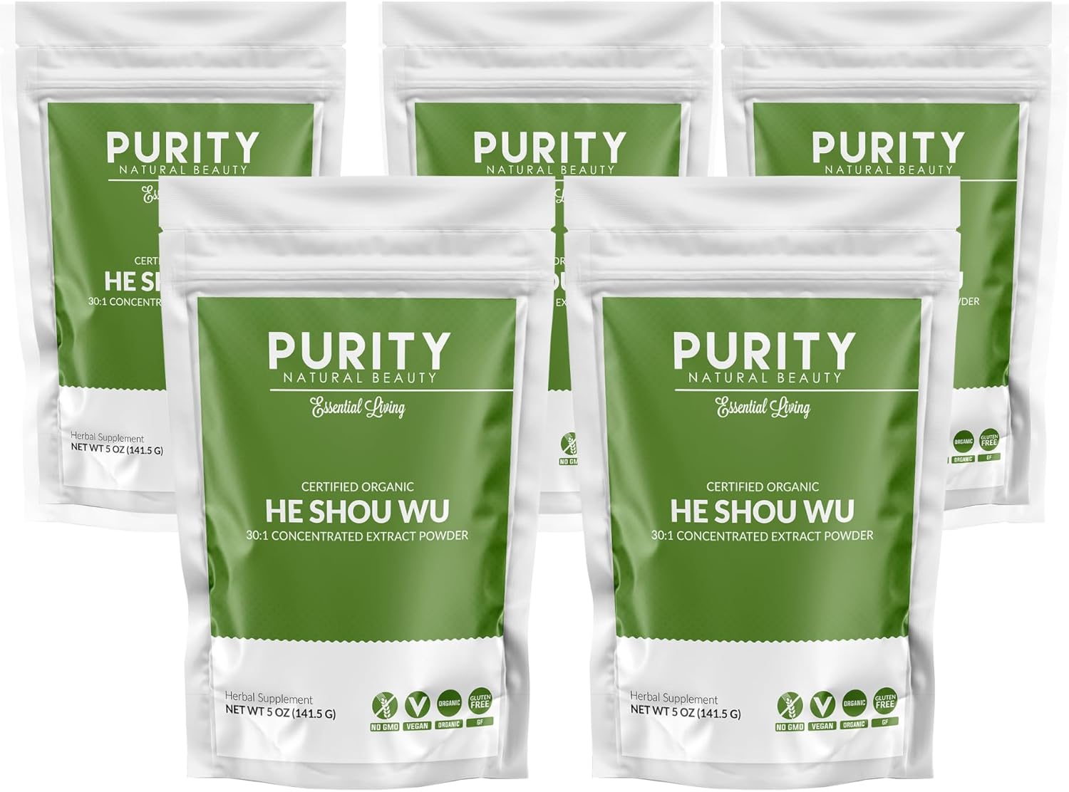 Certified Organic He Shou Wu Extract - Large 5oz Bag of 30:1 Concentrated Fo-Ti - Organic Foti Extract - Pack of 5-25 Ounces