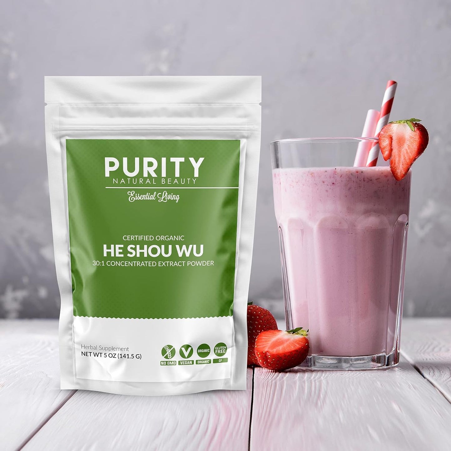 Certified Organic He Shou Wu Extract - Large 5oz Bag of 30:1 Concentrated Fo-Ti - Organic Foti Extract - Pack of 5-25 Ounces