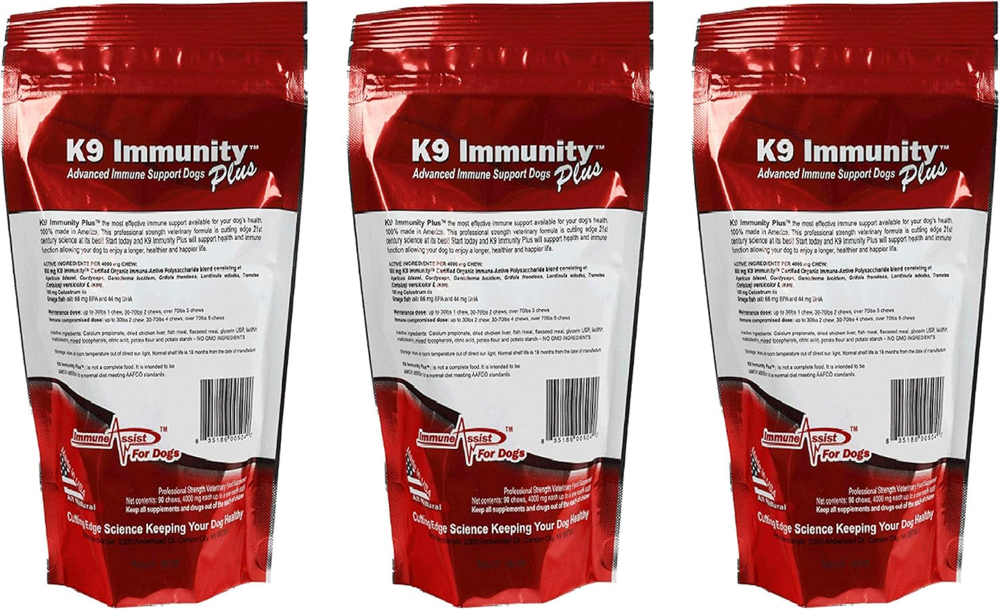 Certified Organic Immune Booster Chews for Large Dogs - Veterinarian Recommended Mushroom Supplement - 90 Pack