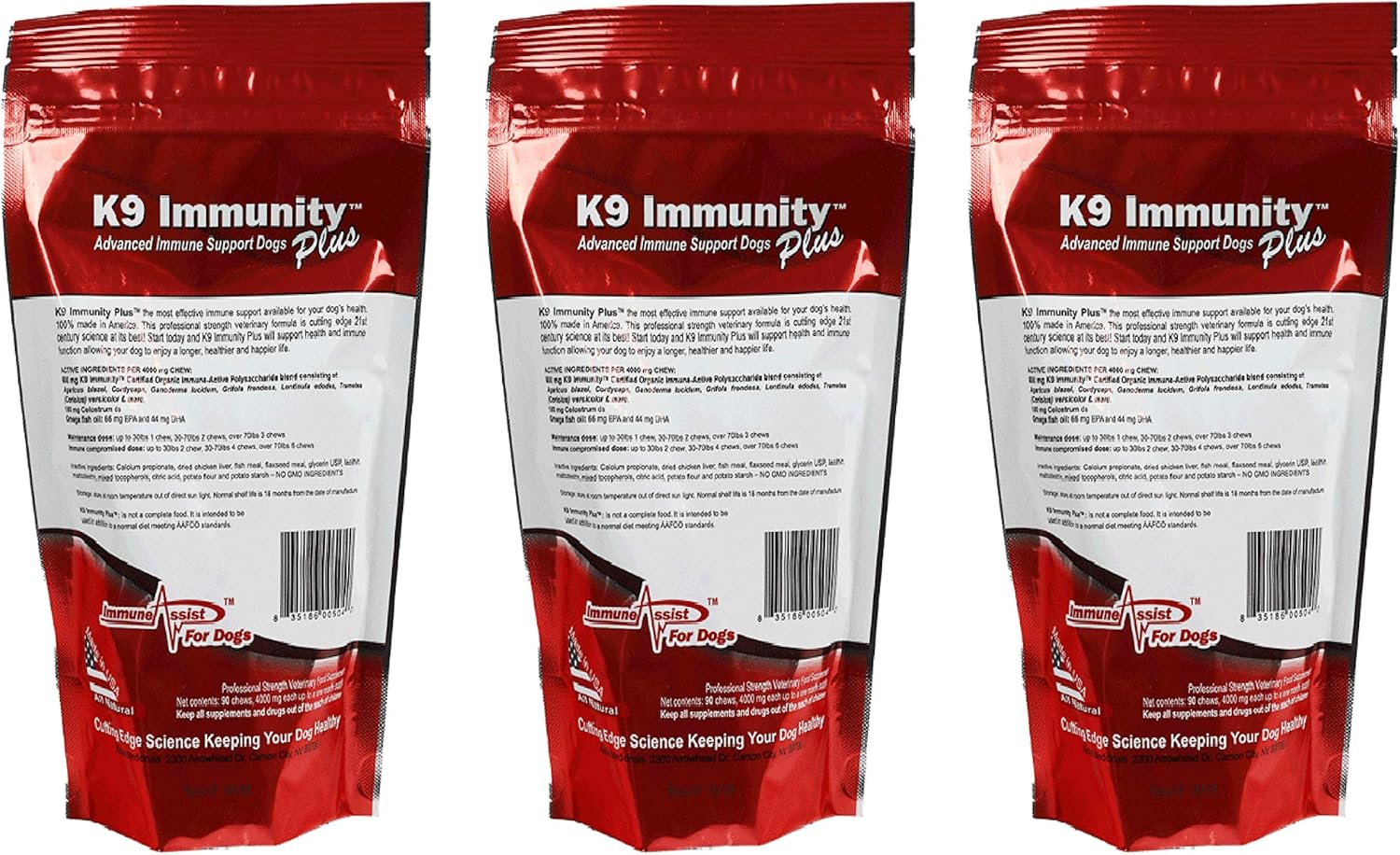 Certified Organic Immune Booster Chews for Large Dogs - Veterinarian Recommended Mushroom Supplement - 90 Pack