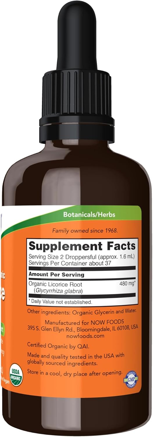 Certified Organic Licorice Root Supplement by NOW Foods - 2 fl. oz