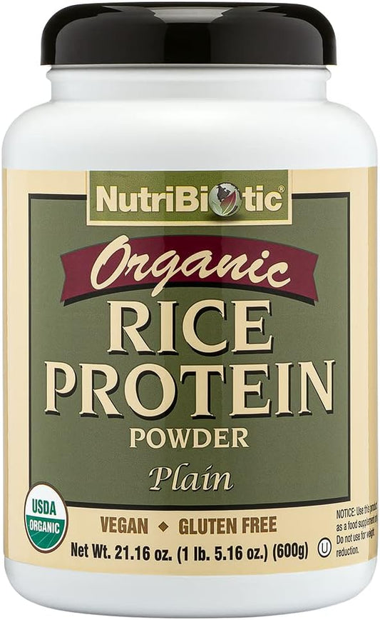 Certified Organic Low Carb Vegan Rice Protein Powder, 21 oz | Raw, Kosher & Keto | Chemical-Free & Gluten-Free | Digestible