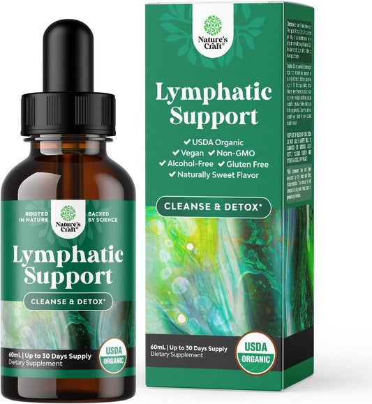 Certified Organic Lymphatic Drainage Drops with Echinacea and Goldenseal Extracts - Immune Support Supplement - Vegan and Non-GMO - 30 Servings