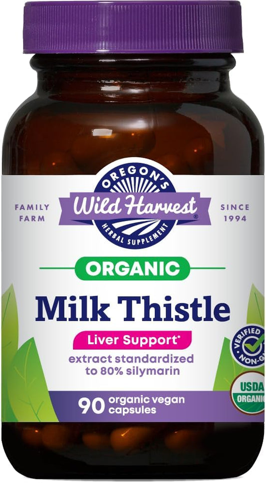 Certified Organic Milk Thistle Herbal Supplement by Oregon's Wild Harvest - 90 Count