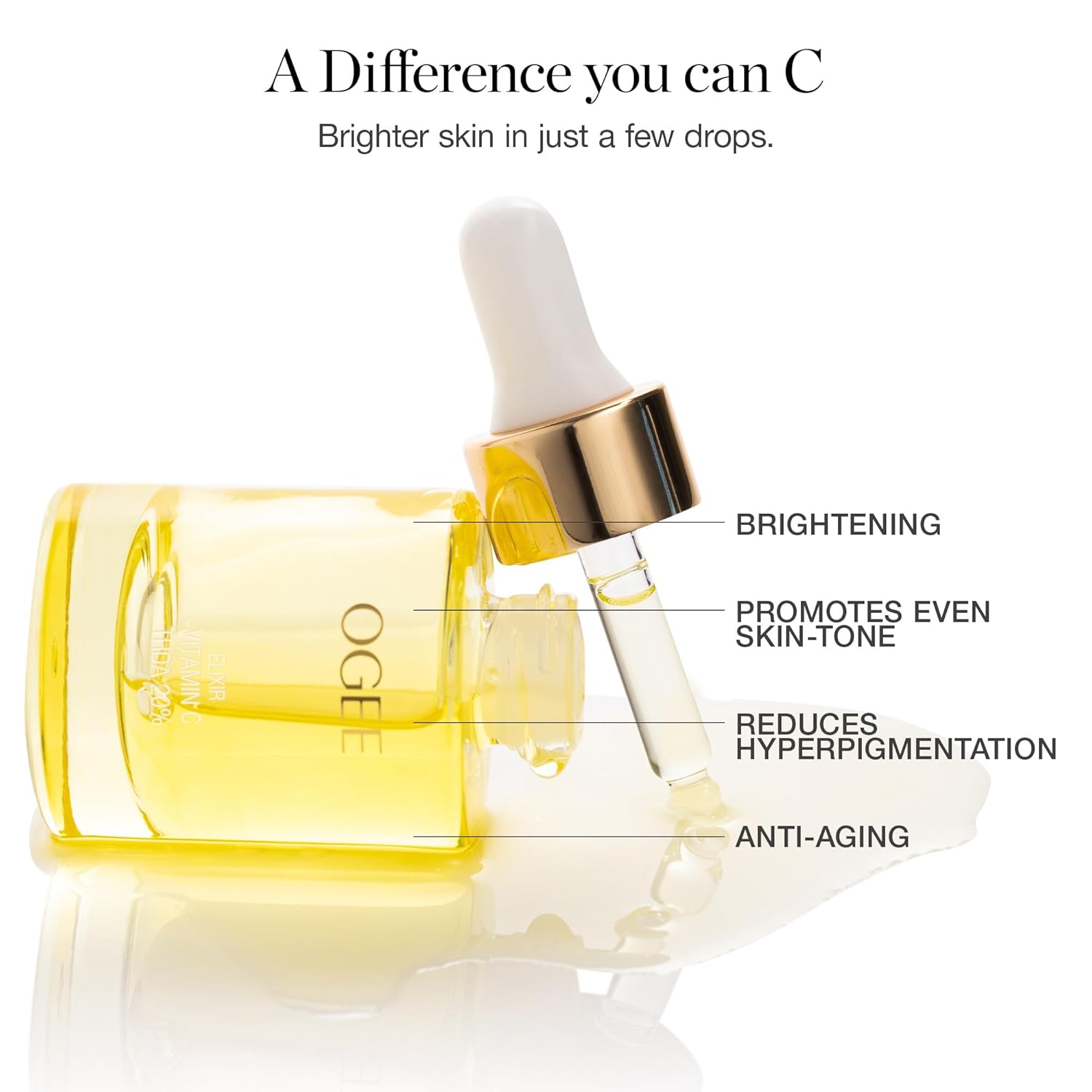 Certified Organic Ogee Vitamin C THDA 20% Elixir Face Serum - Brightening Vitamin C Serum