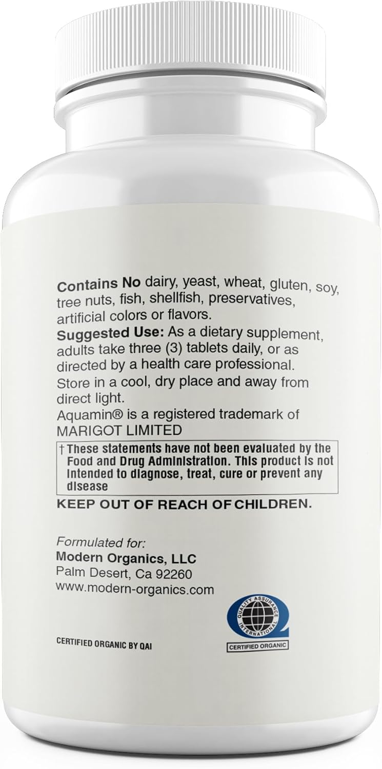 Certified Organic Plant Calcium Supplement with Icelandic Red Algae and Essential Vitamins & Minerals | Vegan Tablets | 90 Count