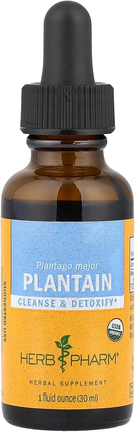 Certified Organic Plantain Liquid Extract for Cleansing and Detox - 1 oz Bottle by Herb Pharm