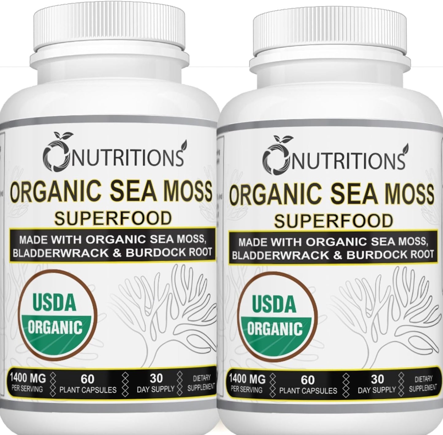 Certified Organic Sea Moss Superfood Blend with Irish Sea Moss, Burdock Root, and Bladderwrack - Raw Alkaline Supplement Made in the USA