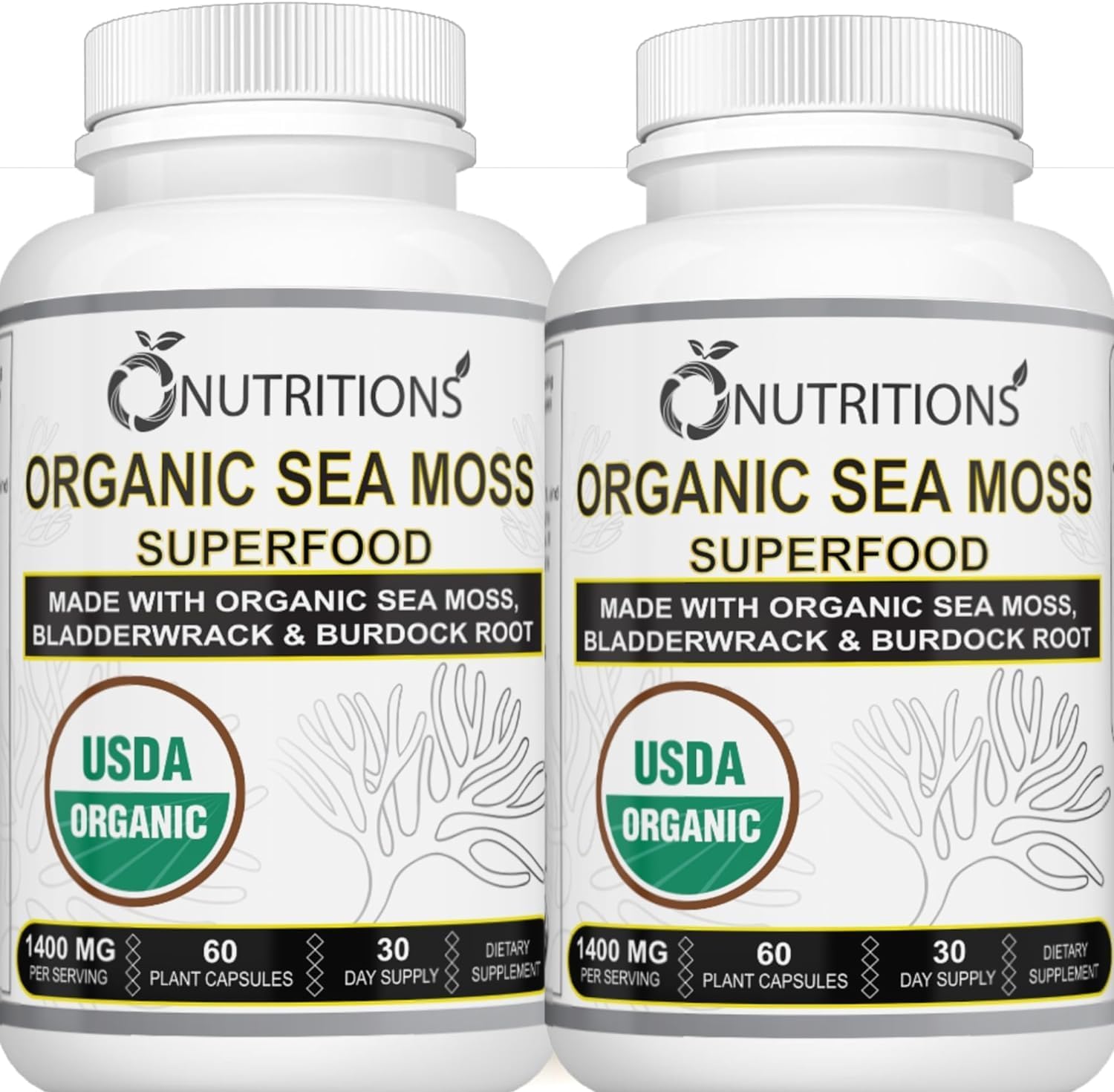 Certified Organic Sea Moss Superfood Blend with Irish Sea Moss, Burdock Root, and Bladderwrack - Raw Alkaline Supplement Made in the USA
