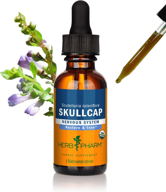 Certified Organic Skullcap Liquid Extract - Nervous System Support - 1oz.