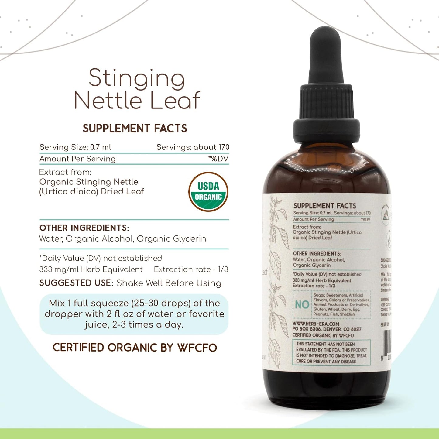 Certified Organic Stinging Nettle Leaf Tincture | Alcohol Extract, High-Potency Herbal Drops (4 oz)
