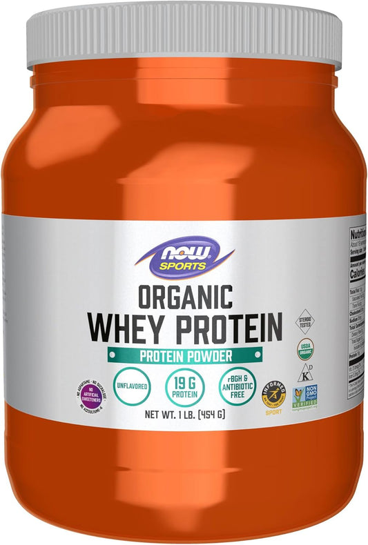 Certified Organic Unflavored Whey Protein Powder 19g - 1 Pound by NOW Foods Sports Nutrition