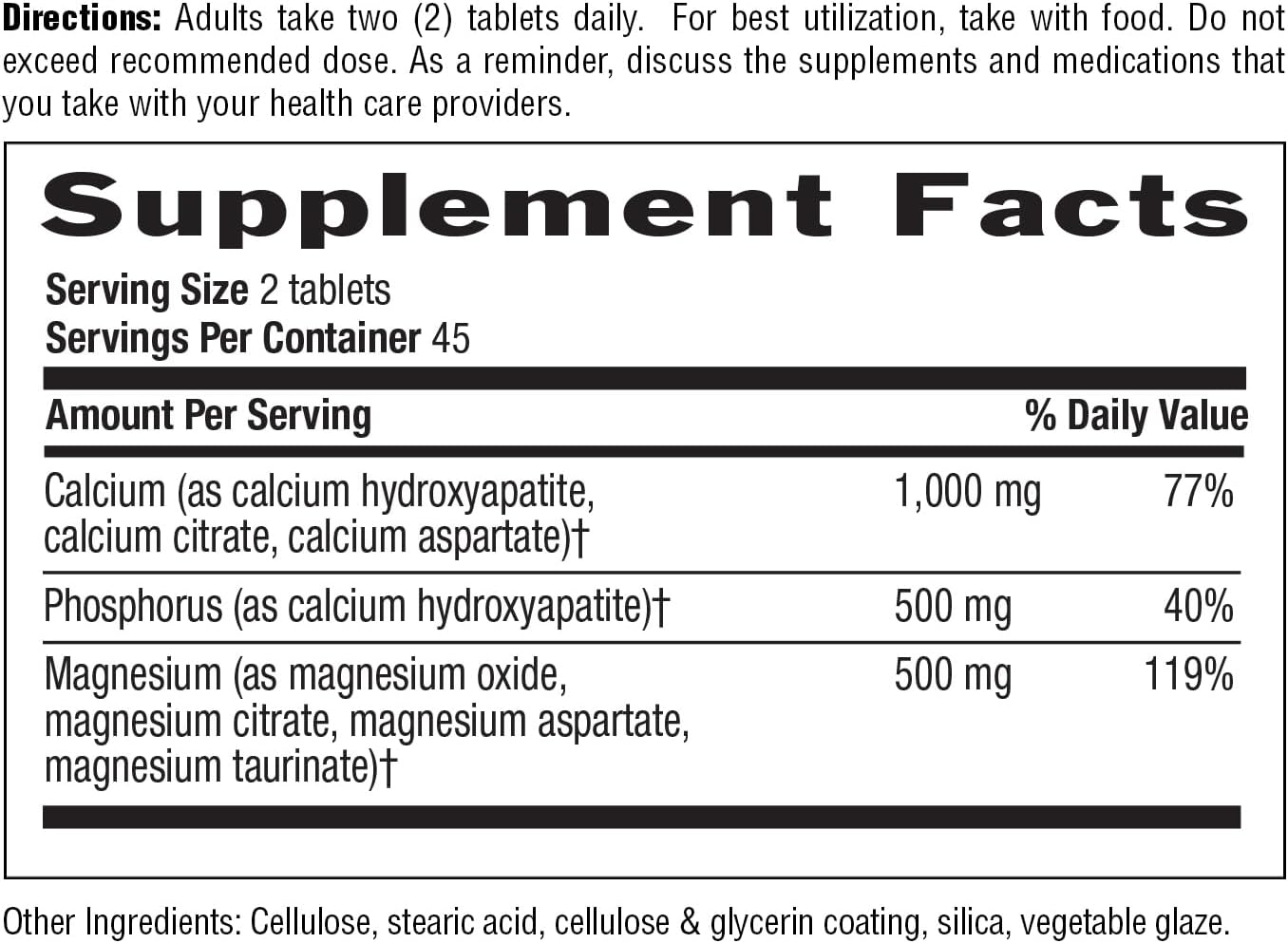 Certified Vegan Calcium Magnesium Complex 1000/500mg Tablets - Country Life Target-Mins, 90 Count, Gluten Free & Non-GMO