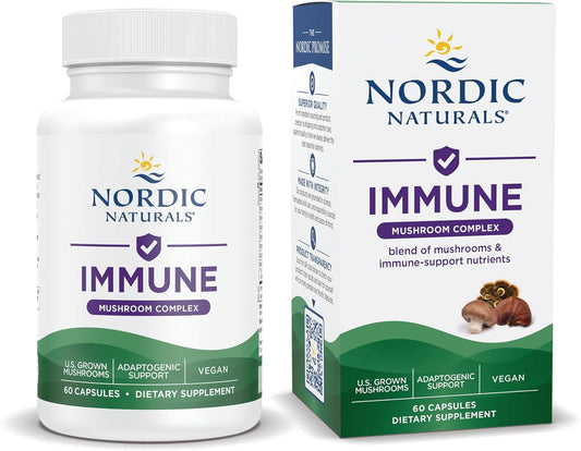 Certified Vegan Nordic Naturals Immune Mushroom Complex Capsules - 60 Count - Multi-mushroom Blend for Optimal Wellness - Non-GMO - Adaptogenic Support for 30 Servings