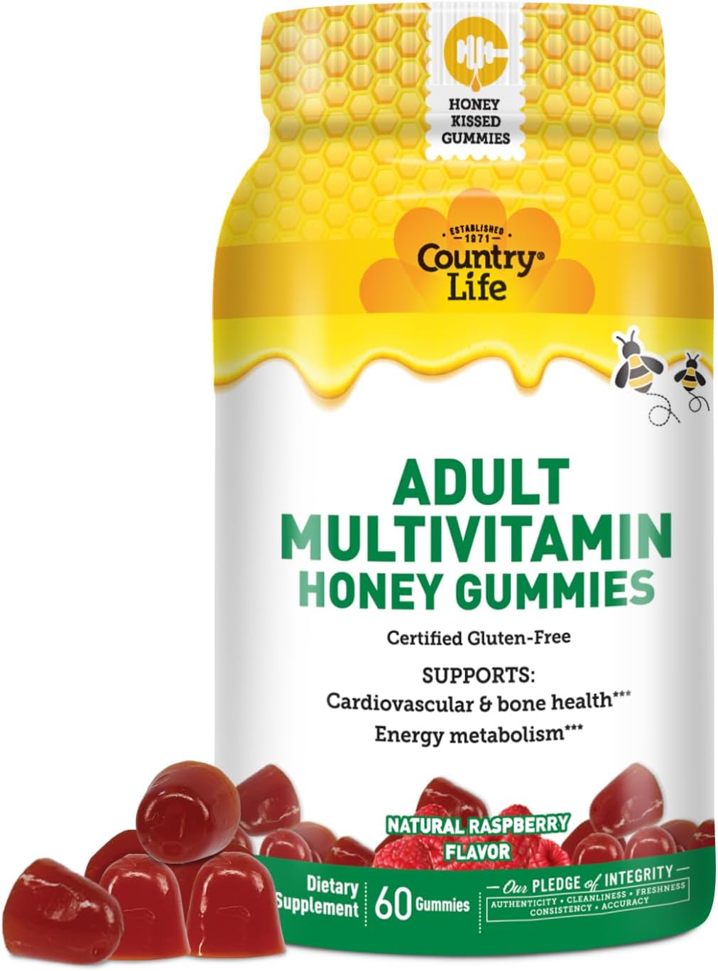 Certified Vegetarian Adult Multivitamin Honey Gummies - Non-GMO & Gluten Free by Country Life®