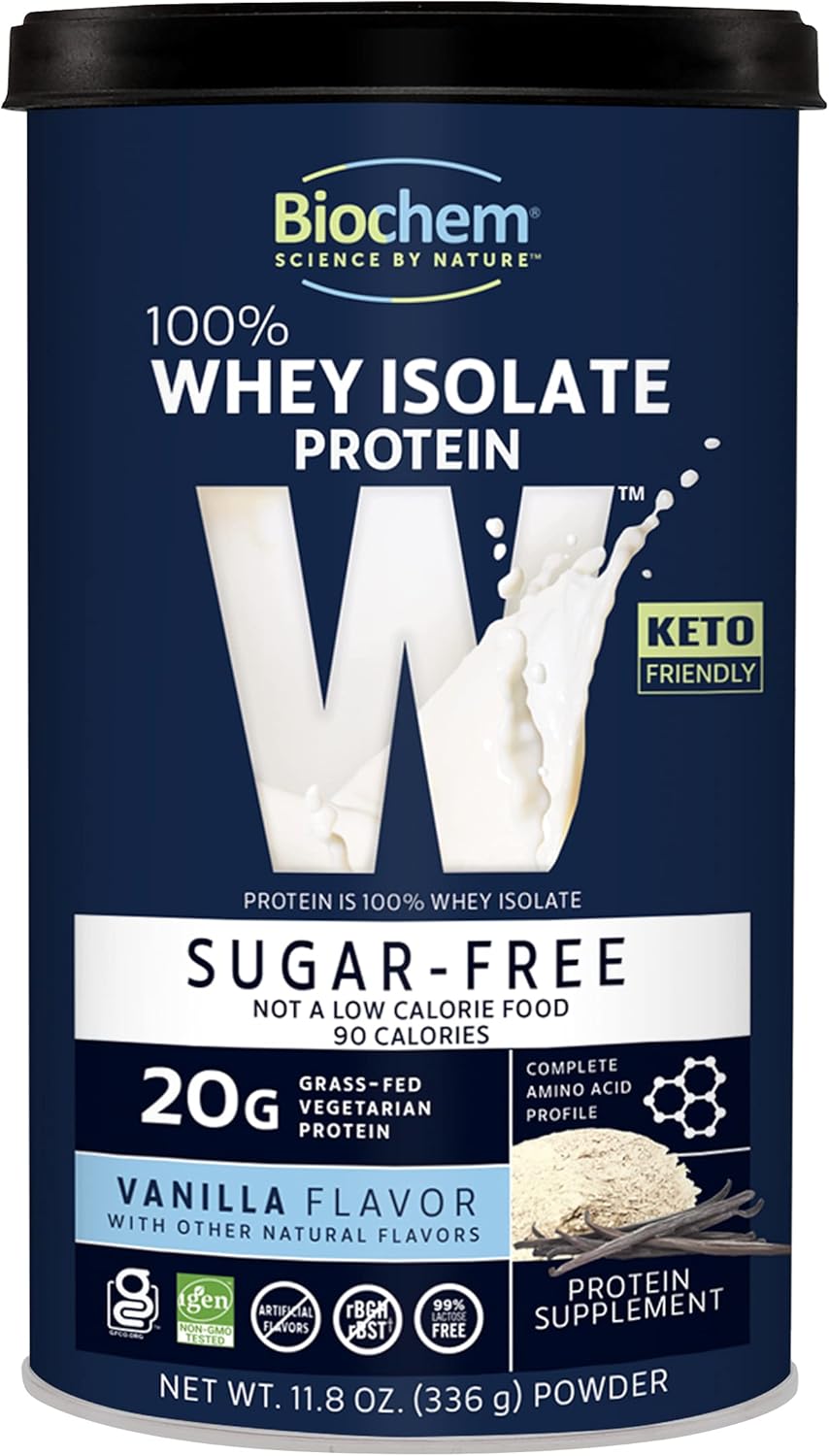 Certified Vegetarian Vanilla Whey Protein Powder - 100% Sugar-Free, 20g Protein, 11.8oz, Gluten Free, Non-GMO, Keto Friendly, Grass-Fed
