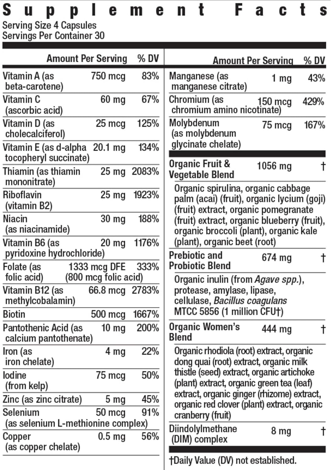 Certified Women's Multivitamin Supplement - Rainbow Light, 120 Capsules