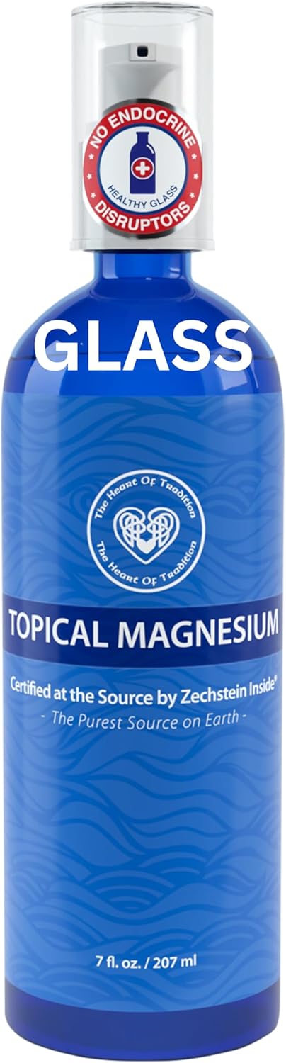 Certified Zechstein Magnesium Chloride Spray with Trace Minerals - 7 fl oz Full Spectrum Transdermal Magnesium Oil in Healthy Glass Bottle