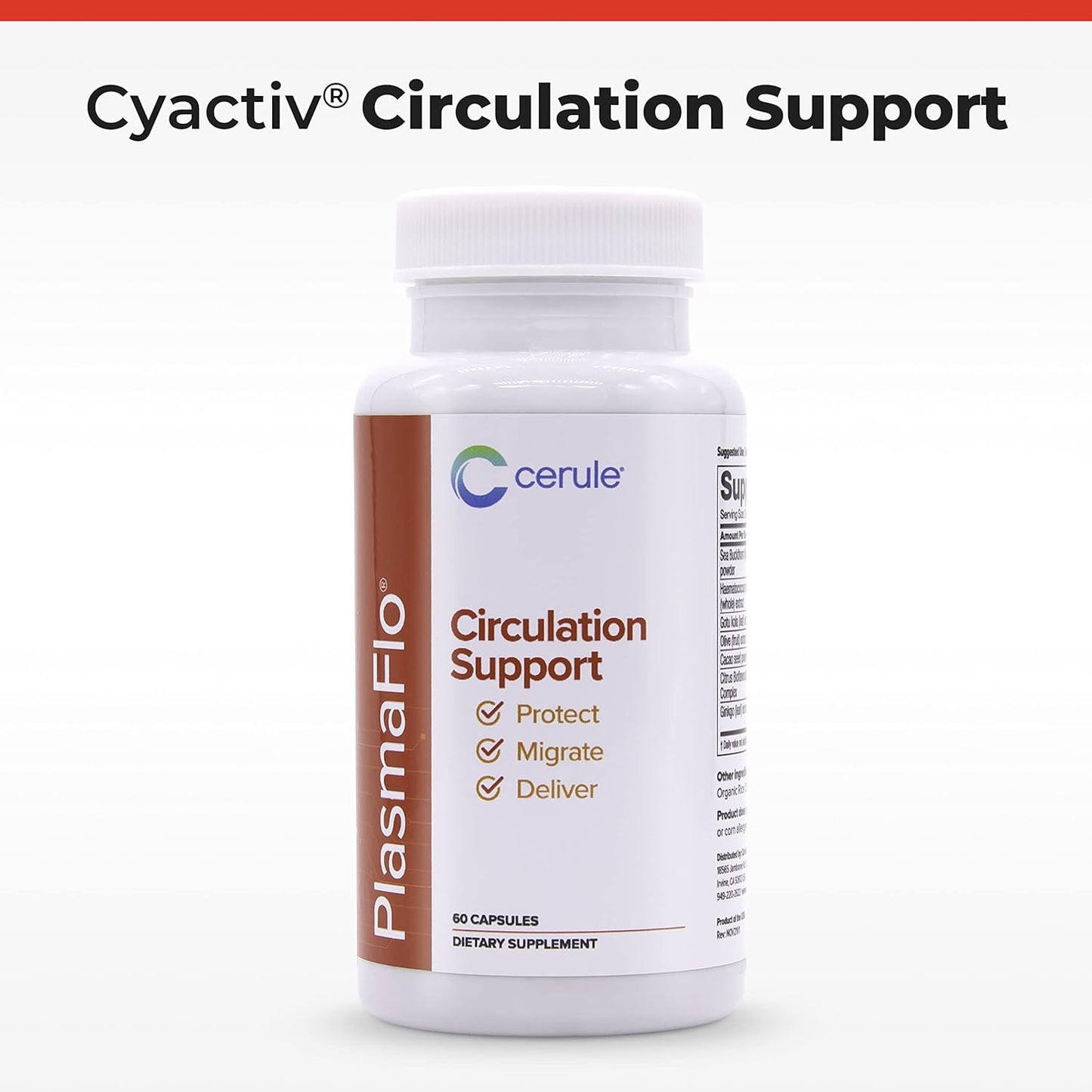 Cerule Plasmaflo Blood Flow Supplement for Vascular Health with Enzyme Blend, Gotu Kola, Ginkgo Biloba - Support Circulation in Veins & Heart