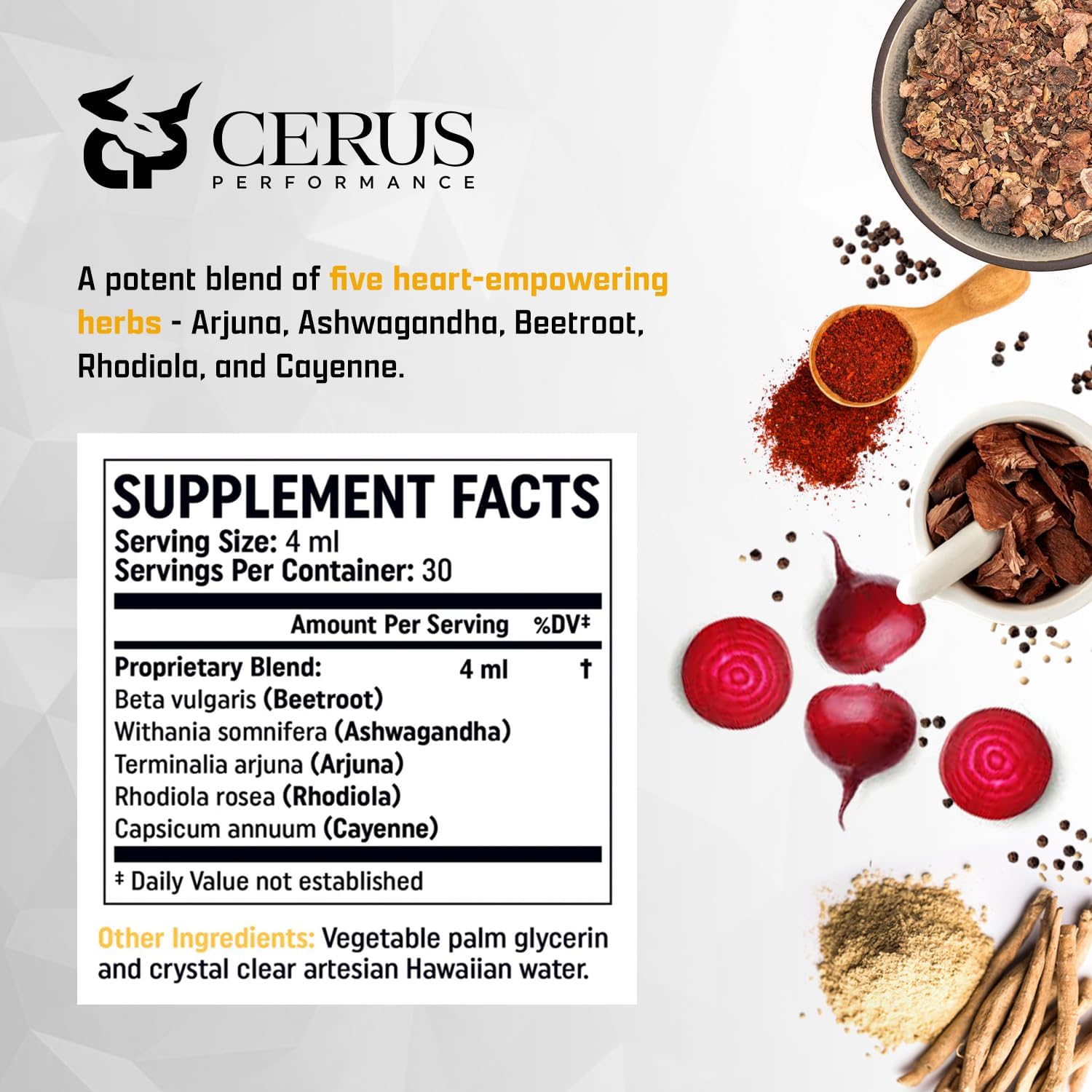 Cerus Performance Flow Pro Endurance Pre-Workout - Natural Herb Formula, Vegan-Friendly, Boost Stamina, Heart Health Support - 4 Fl Oz