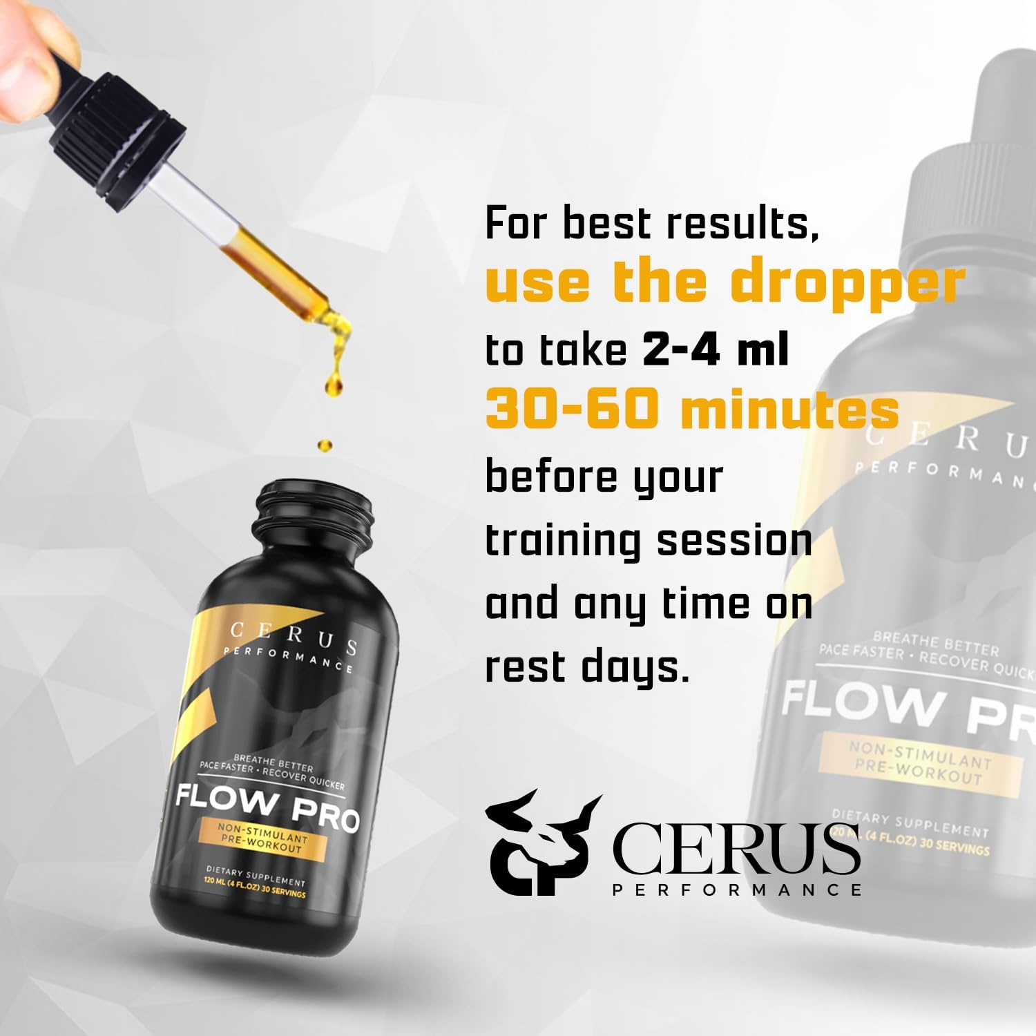Cerus Performance Flow Pro Endurance Pre-Workout - Natural Herb Formula, Vegan-Friendly, Boost Stamina, Heart Health Support - 4 Fl Oz