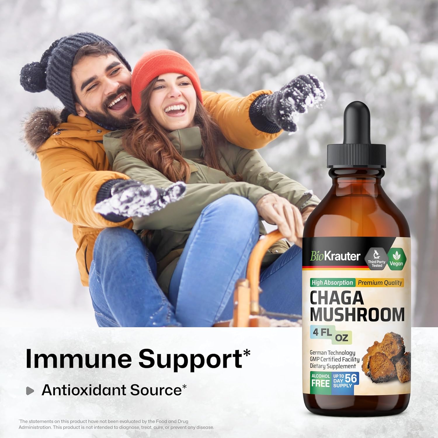 Chaga Mushroom and Turkey Tail Mushroom Tincture Bundle - 4 Fl. Oz. Each